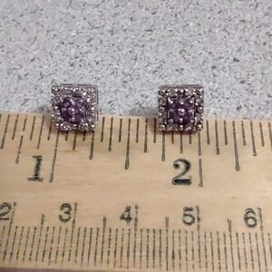Firm Final price! *Amethyst+Diamond Studs   February Birthstone